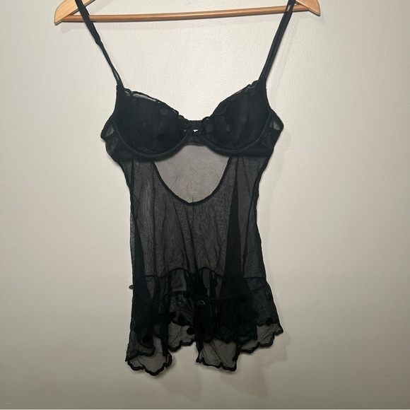 La Senza mesh coquette polkadot sequins Y2K babydoll lingerie S - Picture 4 of 7